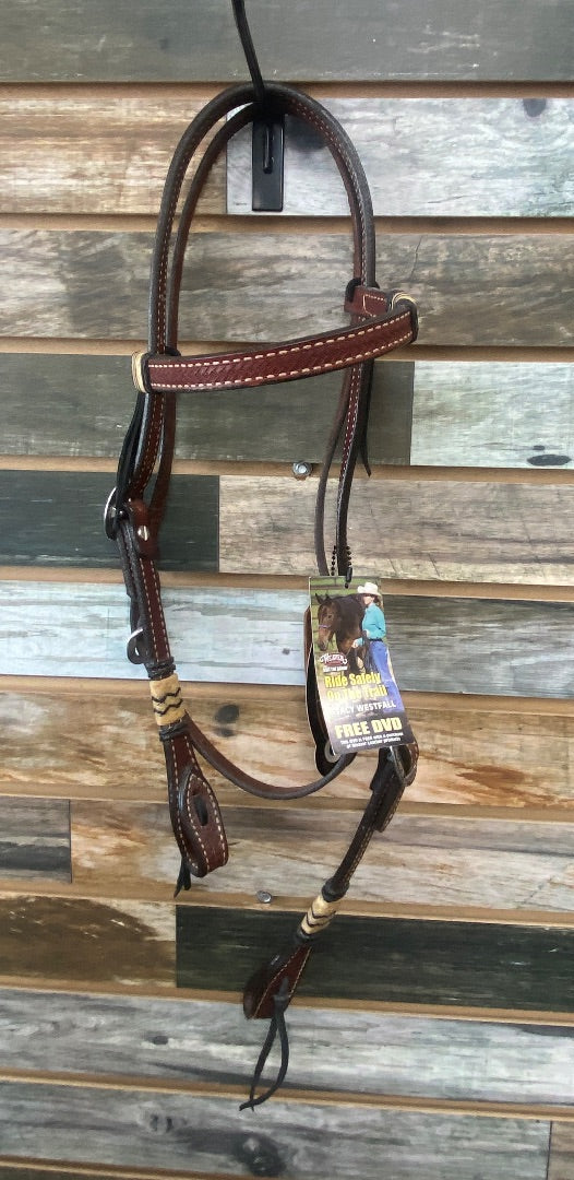USED NWT Weaver Brown Leather Headstall w/Rawhide