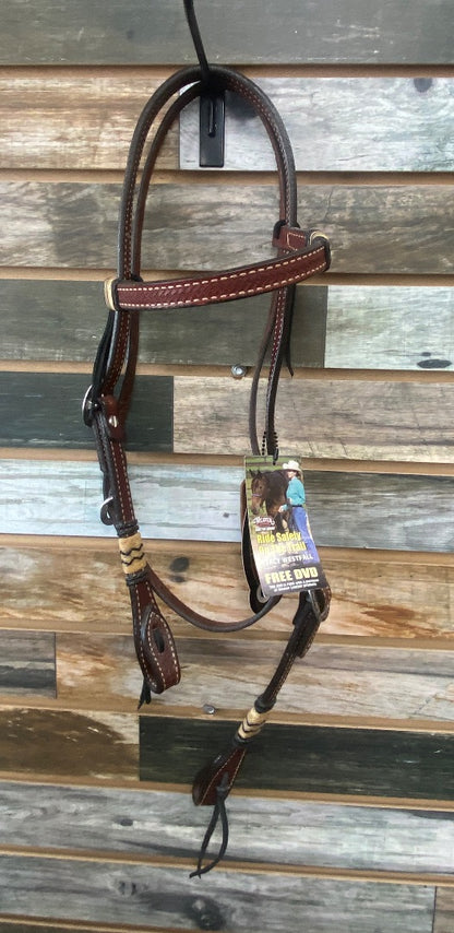 USED NWT Weaver Brown Leather Headstall w/Rawhide