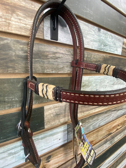 USED NWT Weaver Brown Leather Headstall w/Rawhide