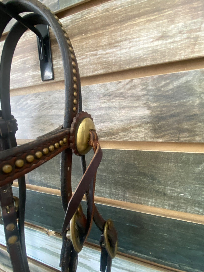 USED  Circle Y Matching Headstall/Breast Collar Dk Leather w/Brass