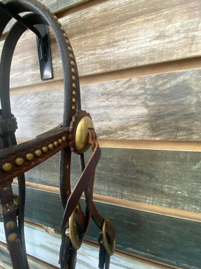 USED  Circle Y Matching Headstall/Breast Collar Dk Leather w/Brass