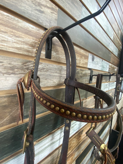 USED  Circle Y Matching Headstall/Breast Collar Dk Leather w/Brass