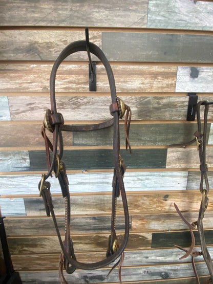 USED  Circle Y Matching Headstall/Breast Collar Dk Leather w/Brass