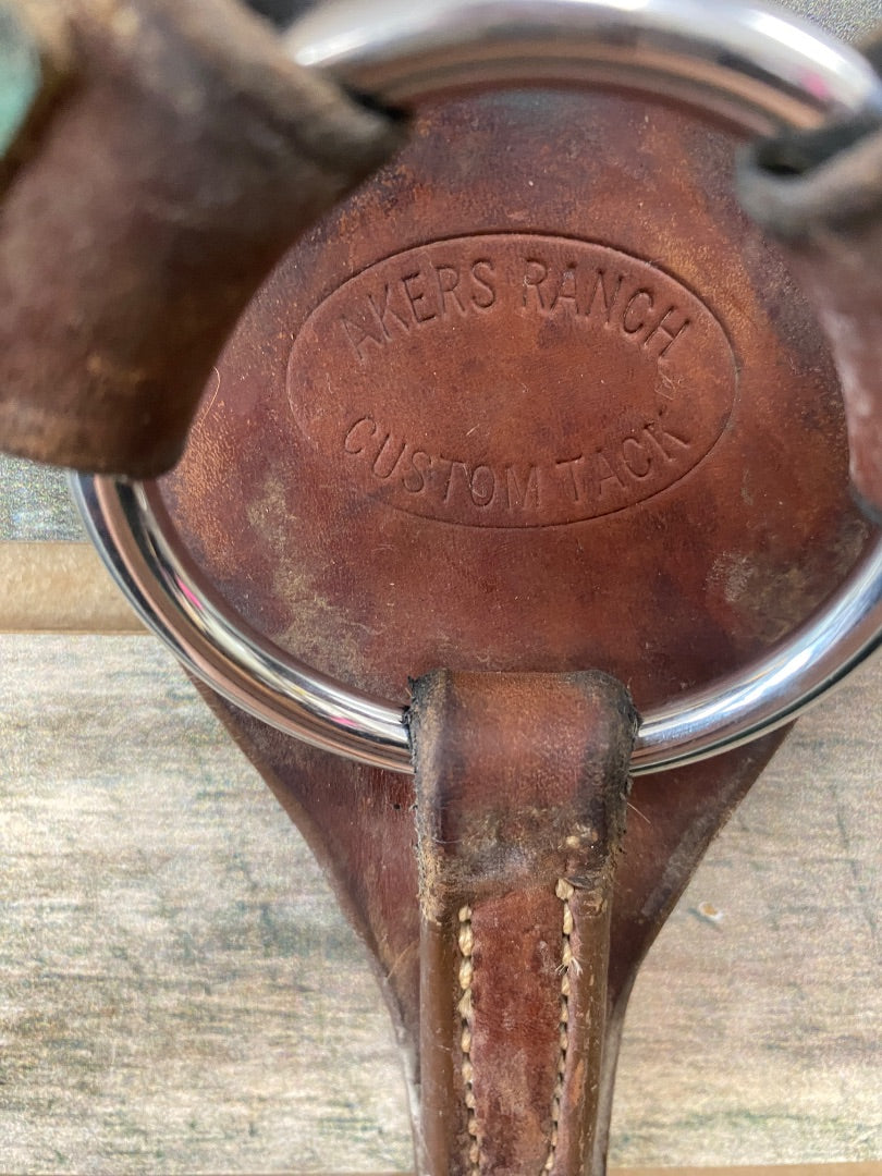USED Akers Ranch Custom Tack Western Pony Tack Set Pony Medium Oil | Green Aztec
