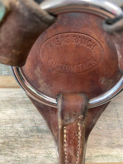 USED Akers Ranch Custom Tack Western Pony Tack Set Pony Medium Oil | Green Aztec