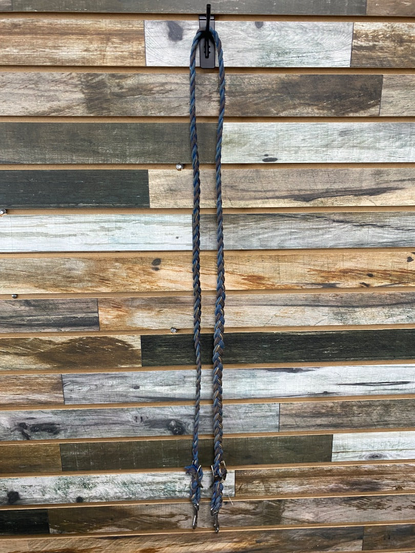 USED Blue, Black & White Braided Barrel Reins