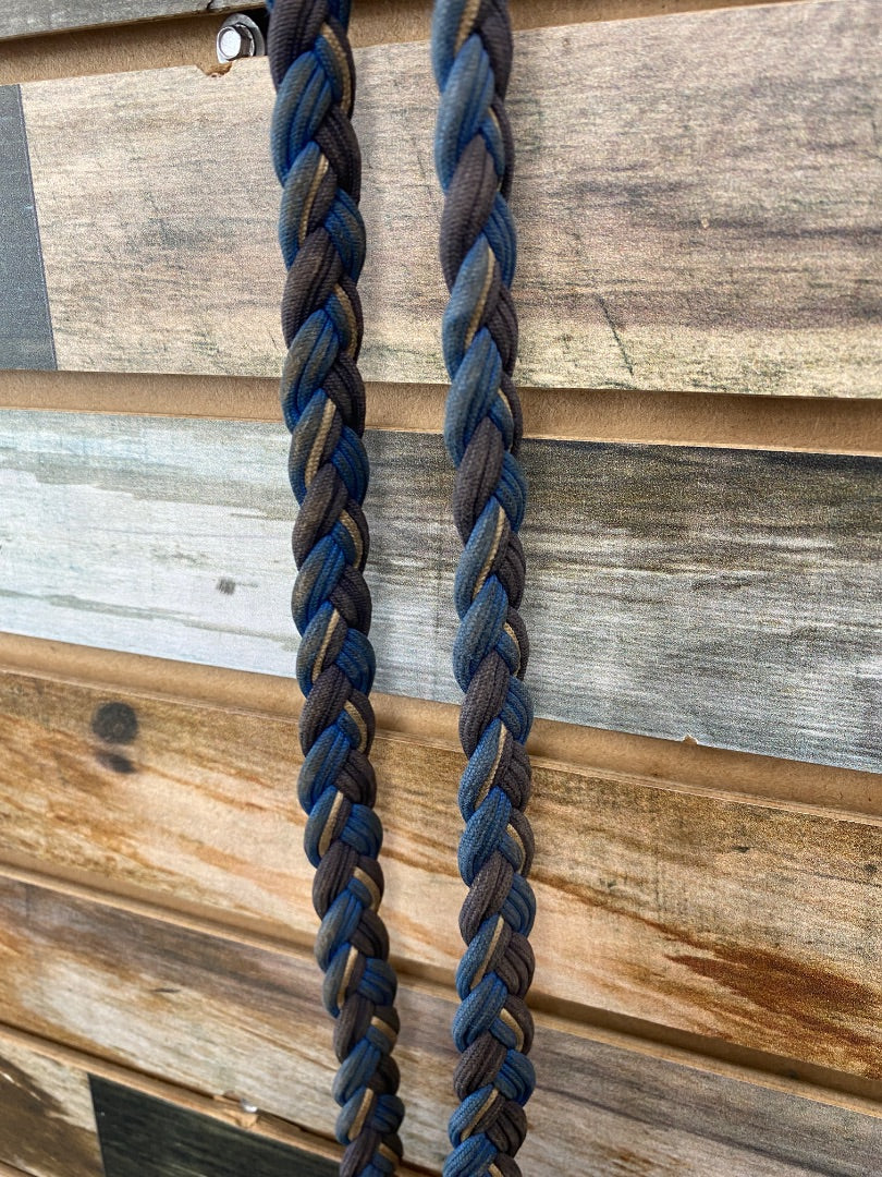 USED Blue, Black & White Braided Barrel Reins