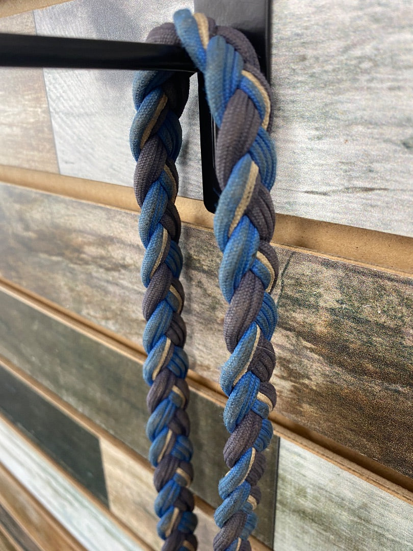 USED Blue, Black & White Braided Barrel Reins