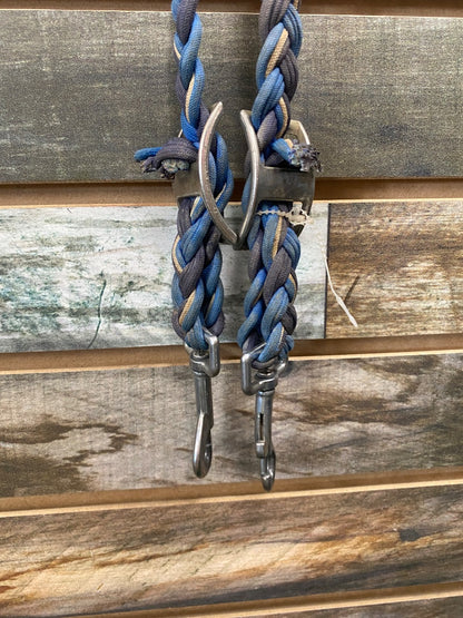 USED Blue, Black & White Braided Barrel Reins