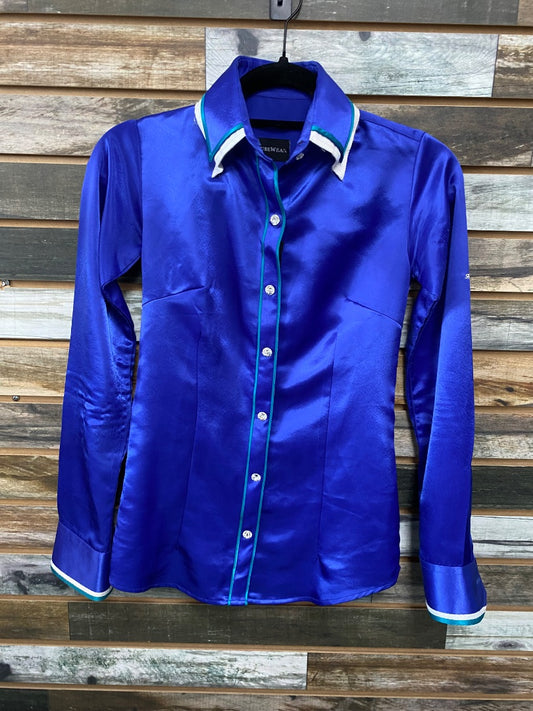 USED housewear Western Show Shirt W/ Gems Small Blue