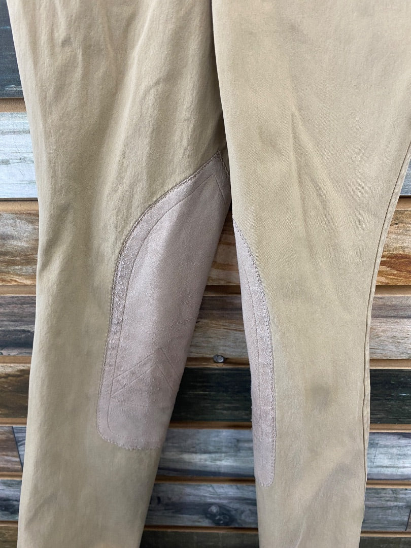USED Tan Ariat Kids Side Zip KP Breeches | 8
