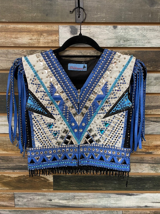 USED Childersown Western Show Jacket Small Blue/White/Black