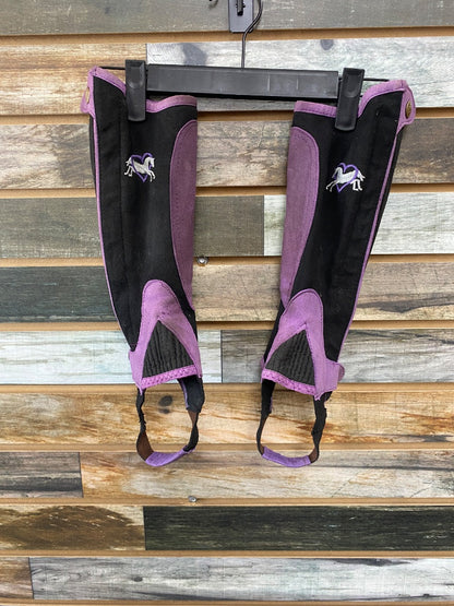 USED 8-10 Ovation Suede Half Chaps with Horse Embroidery