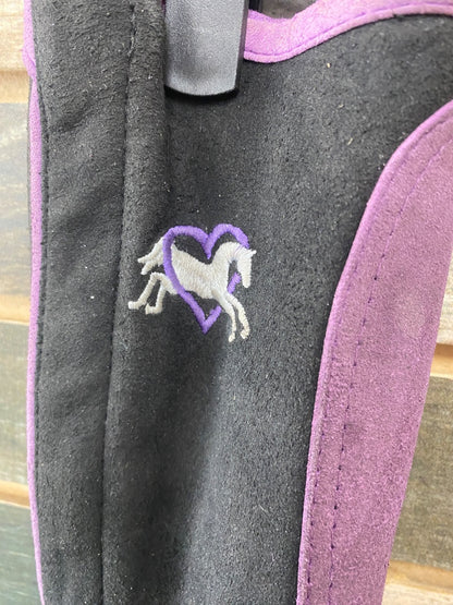 USED 8-10 Ovation Suede Half Chaps with Horse Embroidery