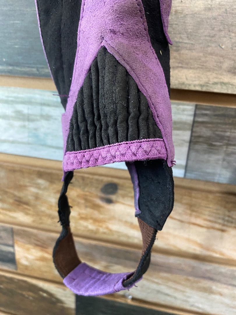 USED 8-10 Ovation Suede Half Chaps with Horse Embroidery