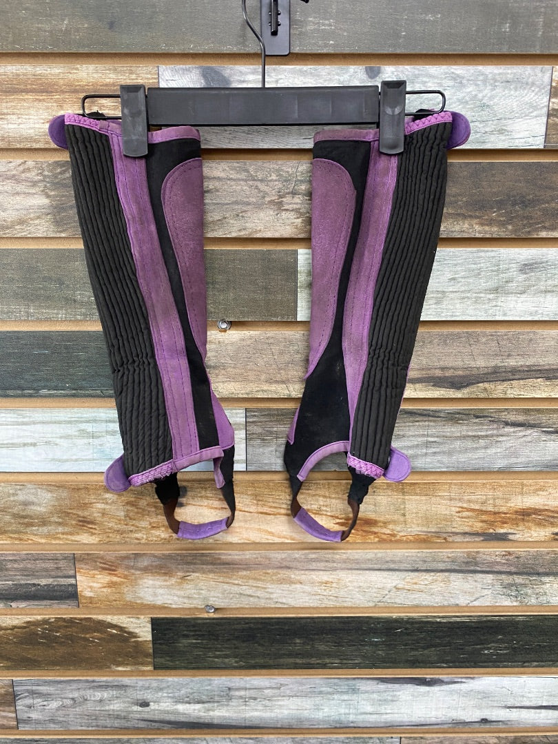 USED 8-10 Ovation Suede Half Chaps with Horse Embroidery