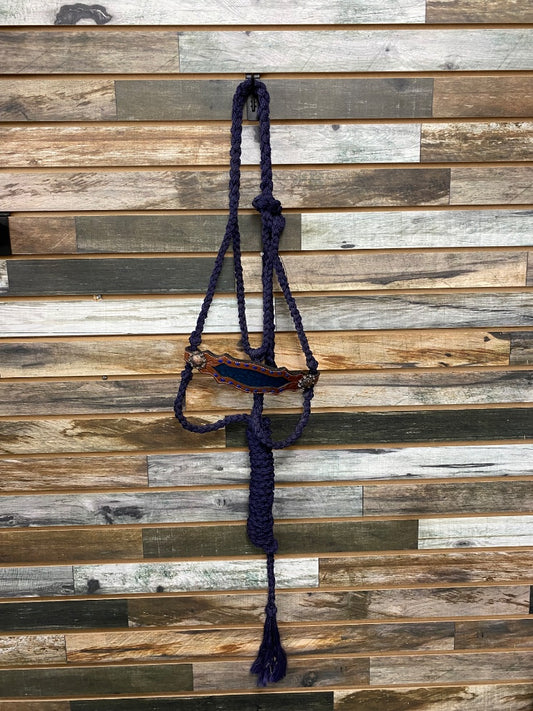 USED  Navy Rope Halter with Navy Alligator Nose Band Horse