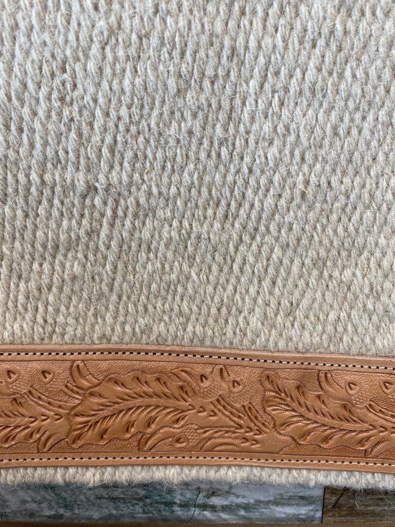 USED  Western Show Blanket with Leather Tooling  Tan