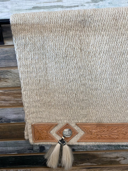 USED  Western Show Blanket with Leather Tooling  Tan