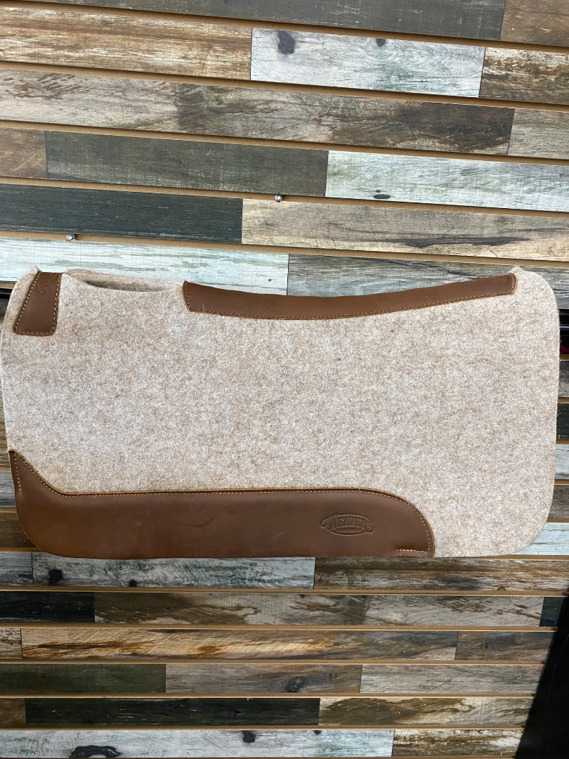 USED Weaver Wool Pad with Leather Wears 30x30 Tan