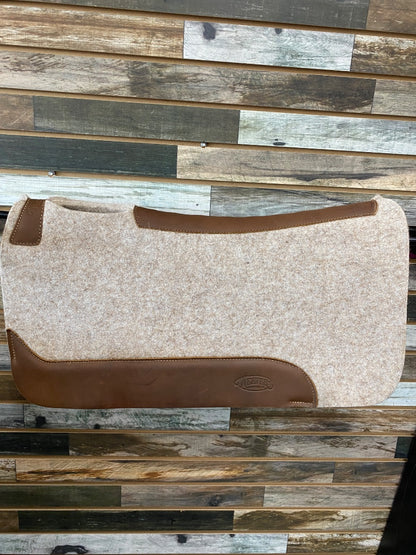 USED Weaver Wool Pad with Leather Wears 30x30 Tan