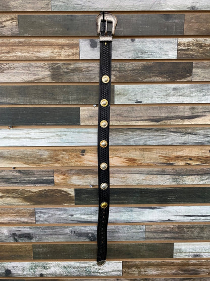 USED  Ladies Cowhide Belt with Yellow Gems