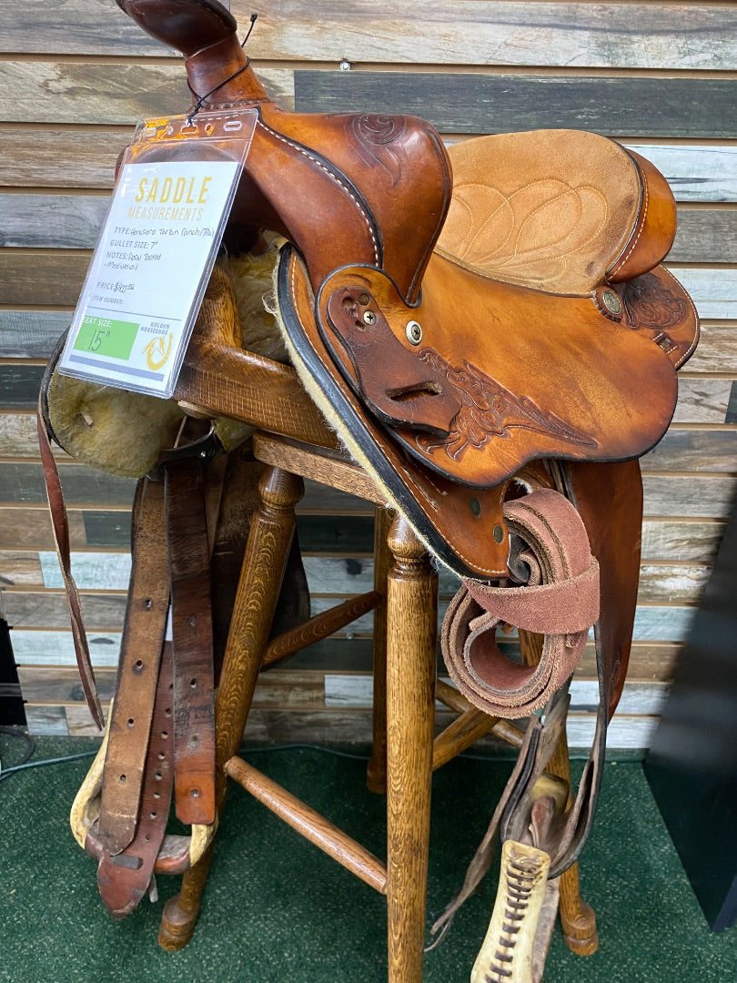 USED Herford Textan Trail/Ranch Saddle 15" Medium Oil