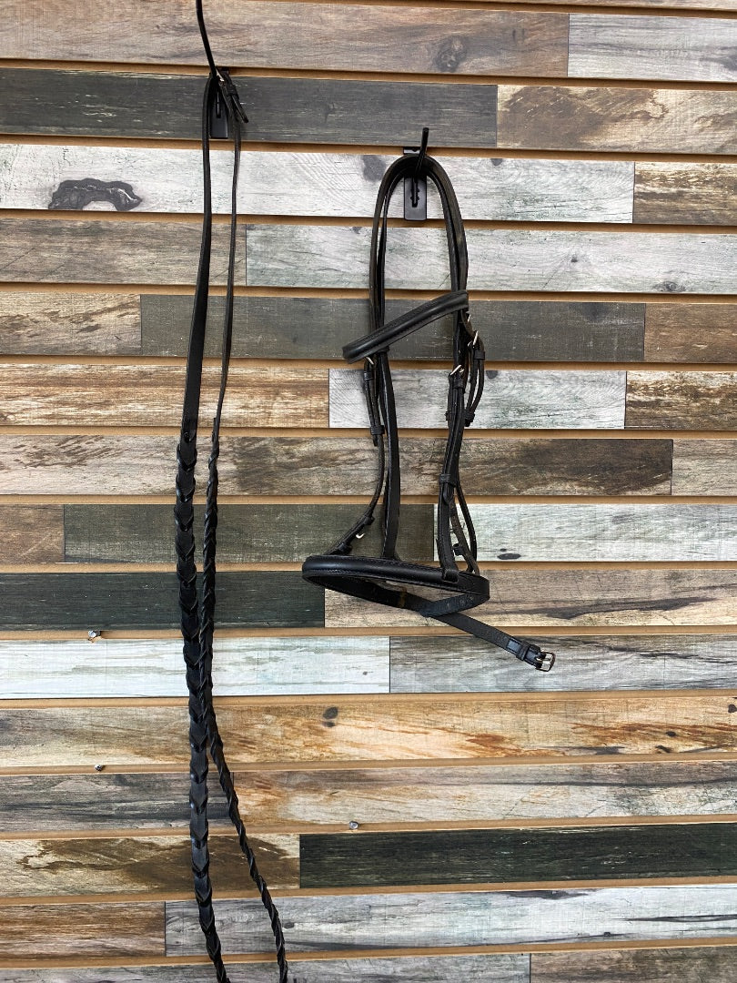 USED  English Bridle with Laced Reins Horse Black