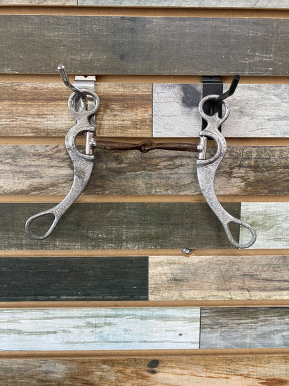 USED  Long Shank Snaffle bit with Copper Inlays 5" Silver