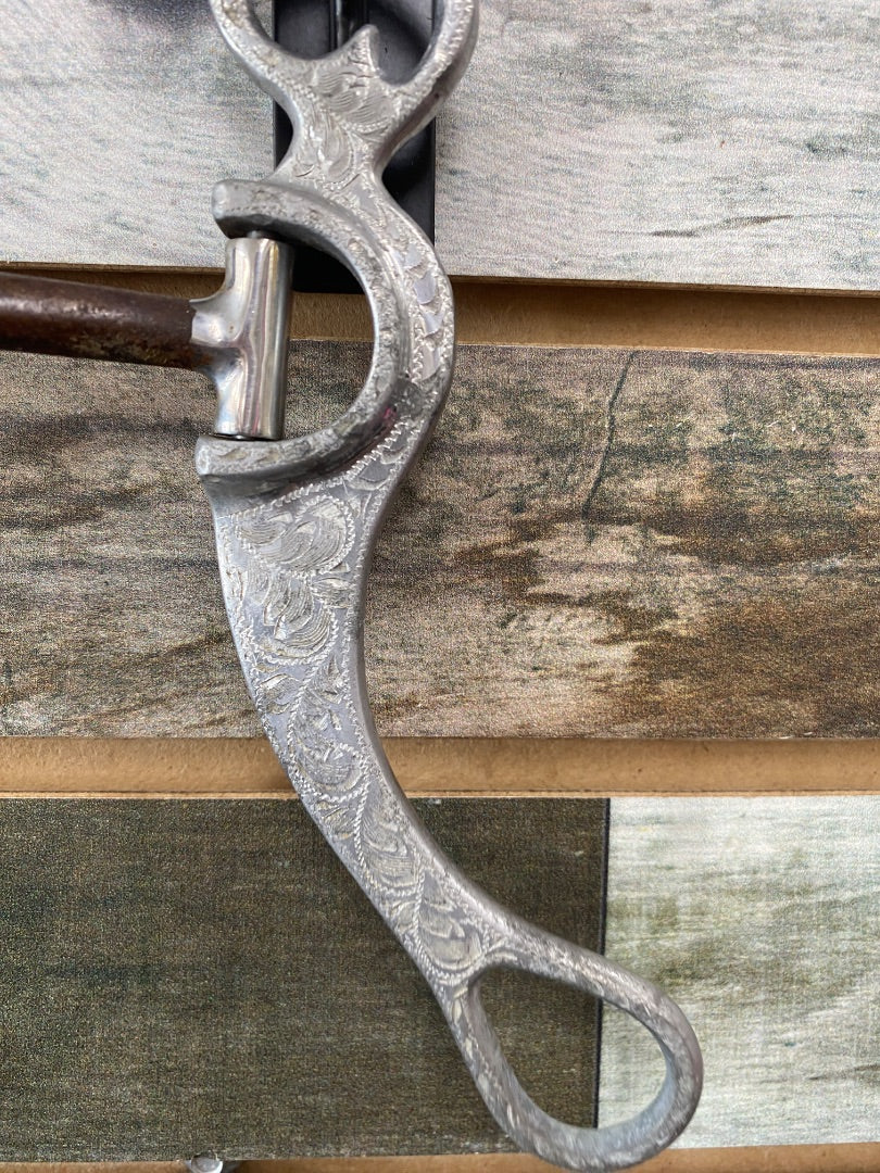 USED  Long Shank Snaffle bit with Copper Inlays 5" Silver