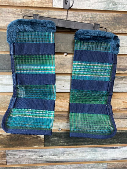 USED Kensington Fleece Lined Fly Boots Large Teal/Green/Navy