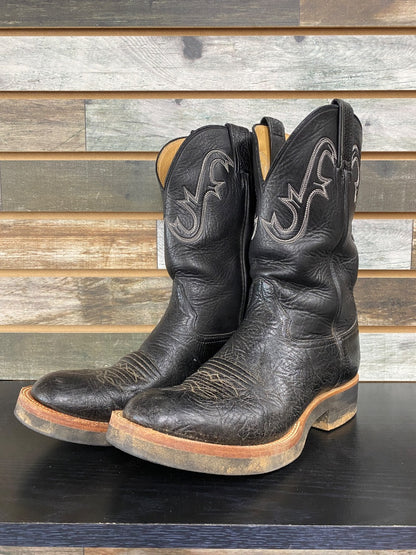 USED Hondo Ladies Western Boots with White Stitching 11 Wide Black