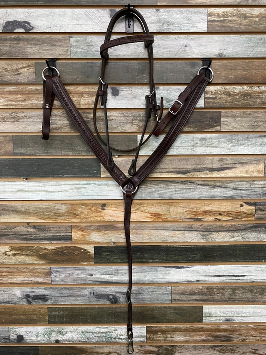 USED Circle Y Headstall and Breast collar Horse Dark Oil