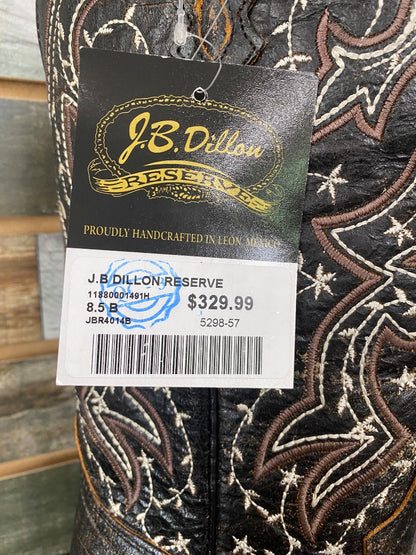 USED J.B. Dillon Zinnia Women’s Western Boot 8 1/2 Black with White Stitching