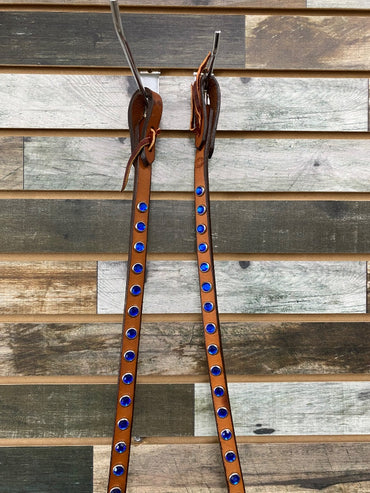 USED Roping Reins with Beautiful Blue Stones | M/O