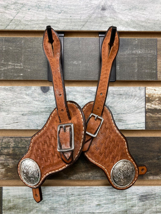 USED Youth Western Spur Straps | Tooled, M/O