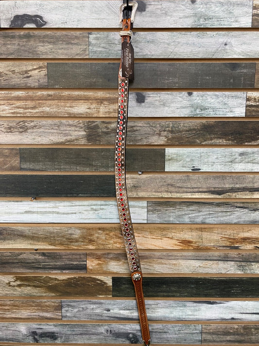 USED  Ladies Cowhide Belt with Red Gems