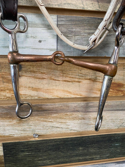 USED  Browband Headstall with Noseband Attachment and Tom Thumb Bit Horse Dark Oil