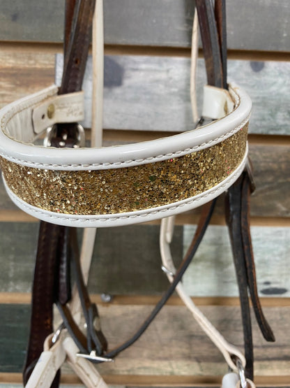 USED  Browband Headstall with Noseband Attachment and Tom Thumb Bit Horse Dark Oil