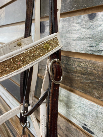 USED  Browband Headstall with Noseband Attachment and Tom Thumb Bit Horse Dark Oil