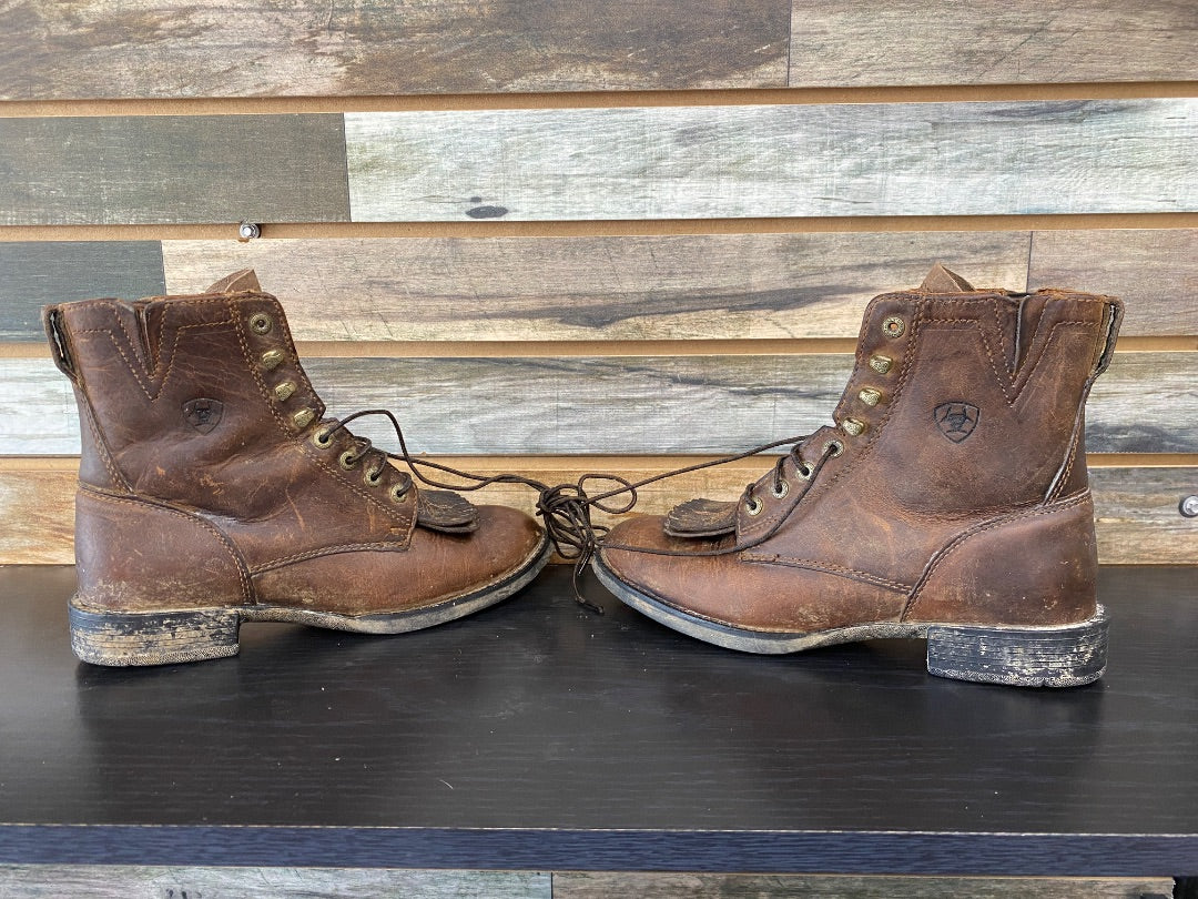 USED Ariat Leather Paddock Boots 7 1/2 Dark Brown