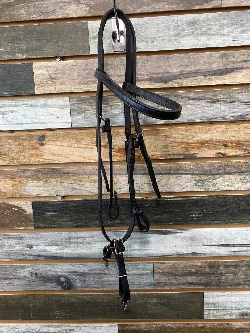 USED  Black leather headstall pony black