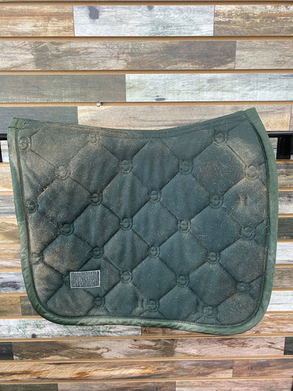 USED Equestrian Stockholm Dressage Pad Cob Hunter Green w/ tan trim