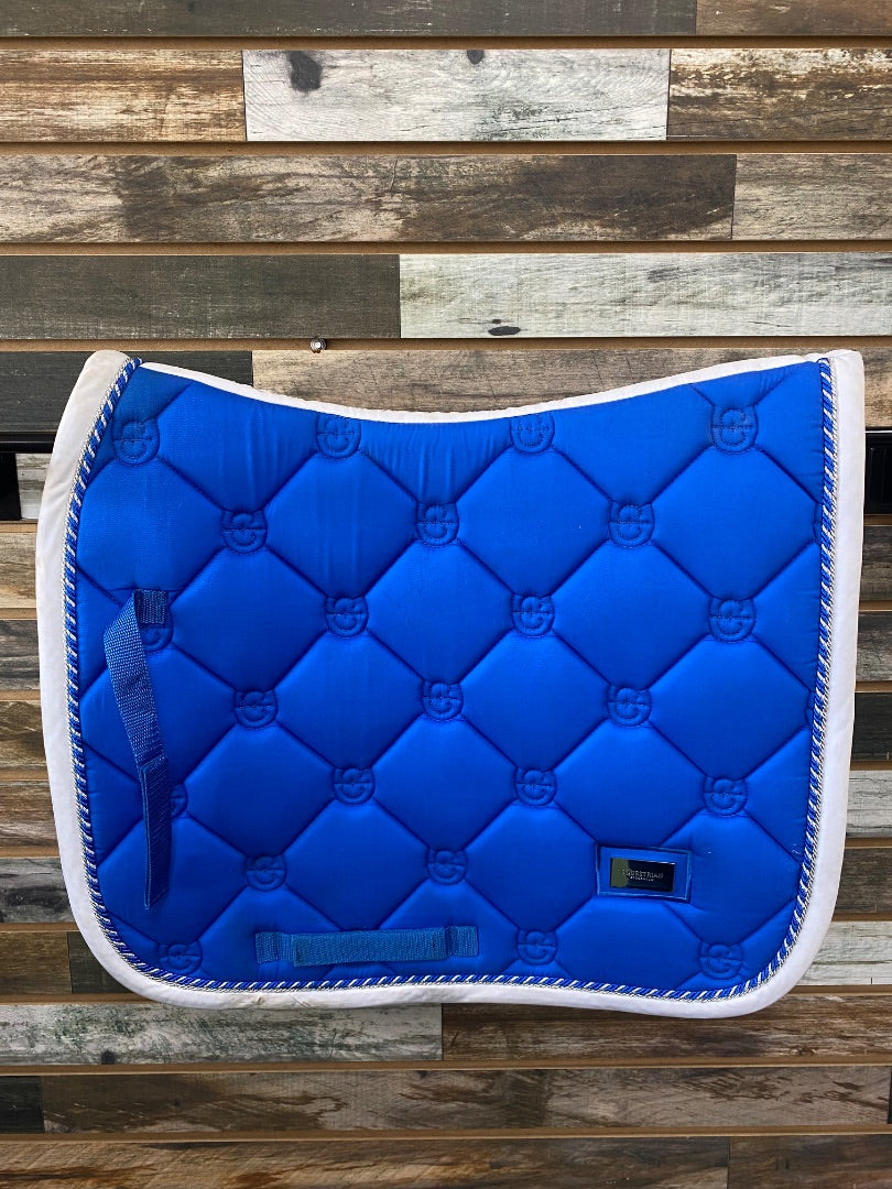 USED Equestrian Stockholm Dressage Pad Cob Blue | White Trim
