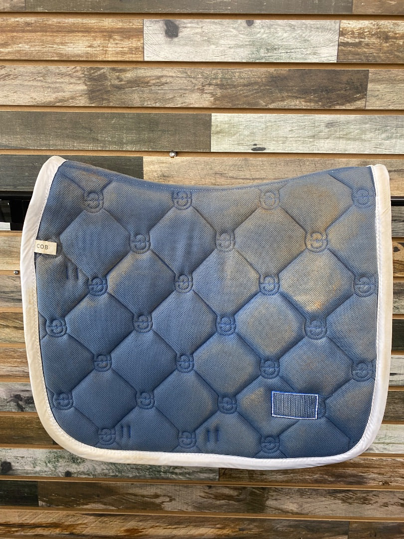 USED Equestrian Stockholm Dressage Pad Cob Blue | White Trim