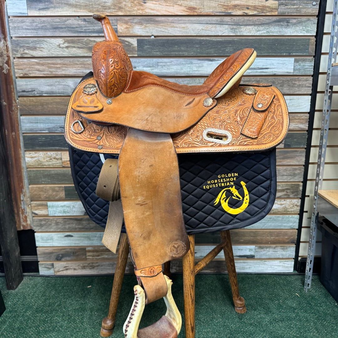 USED Circle Y Signed Martha Josey Barrel Saddle 14.5" Light Oil