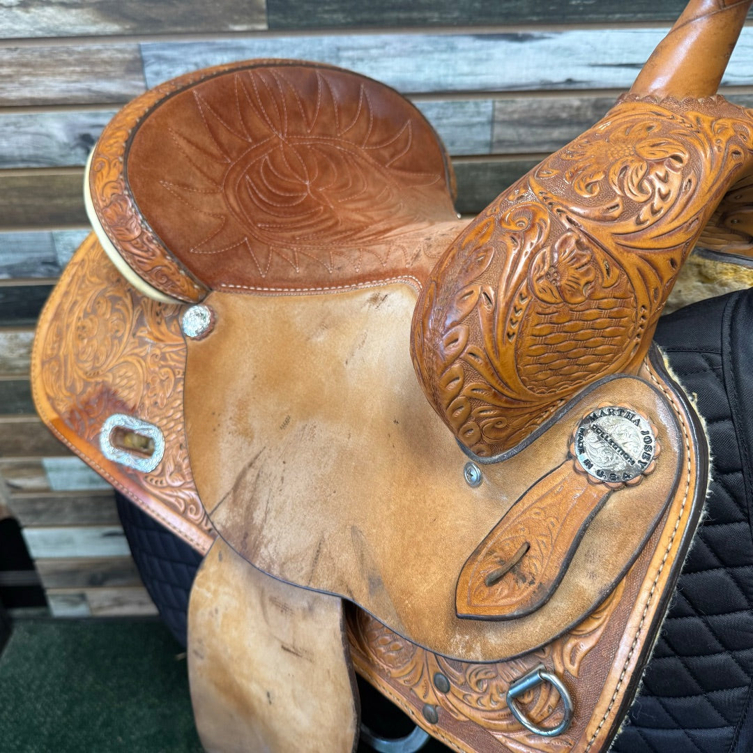 USED Circle Y Signed Martha Josey Barrel Saddle 14.5" Light Oil
