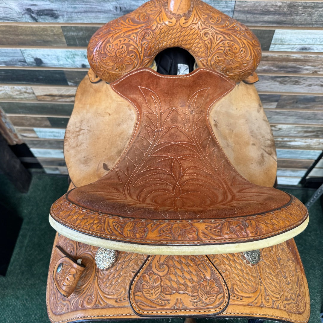 USED Circle Y Signed Martha Josey Barrel Saddle 14.5" Light Oil