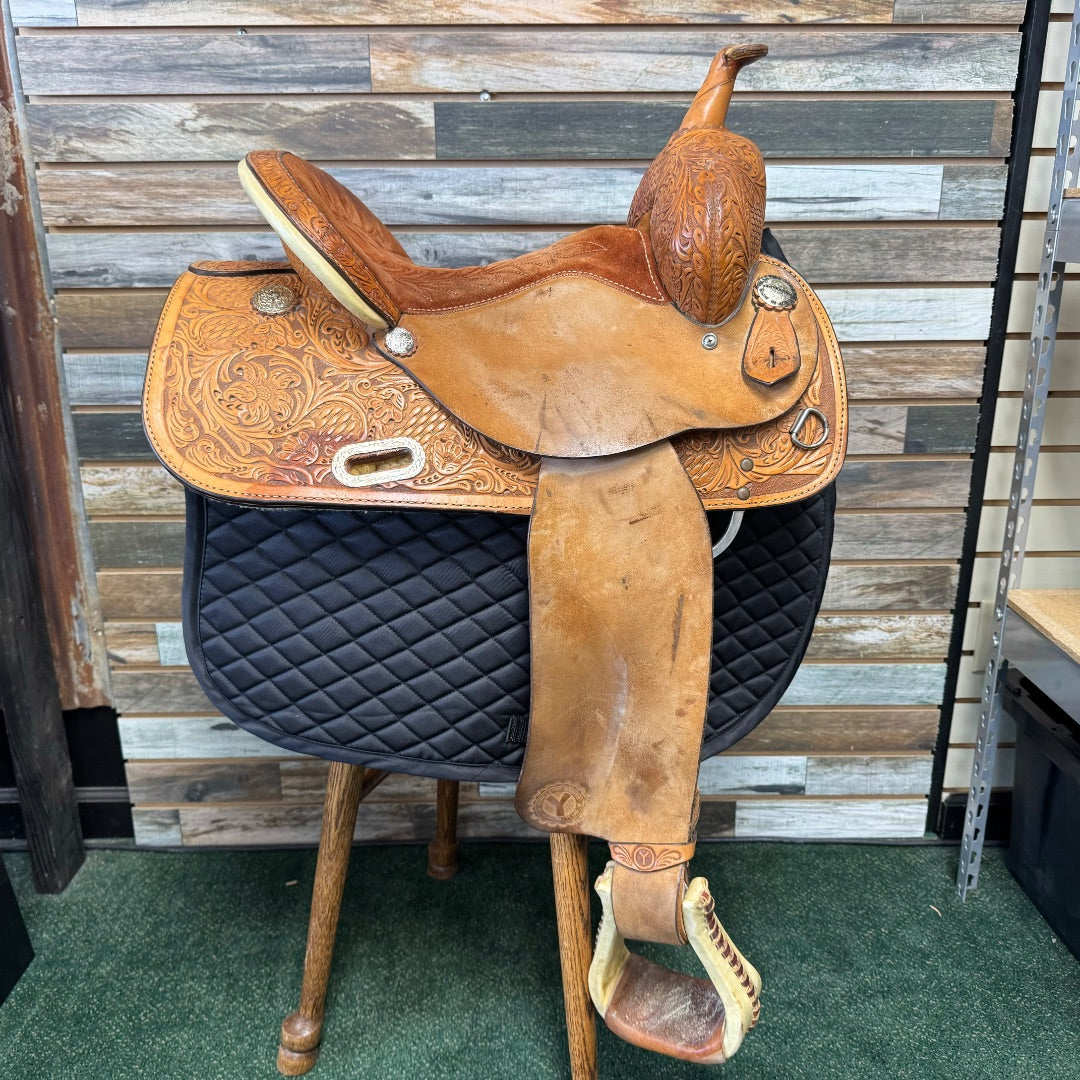 USED Circle Y Signed Martha Josey Barrel Saddle 14.5" Light Oil
