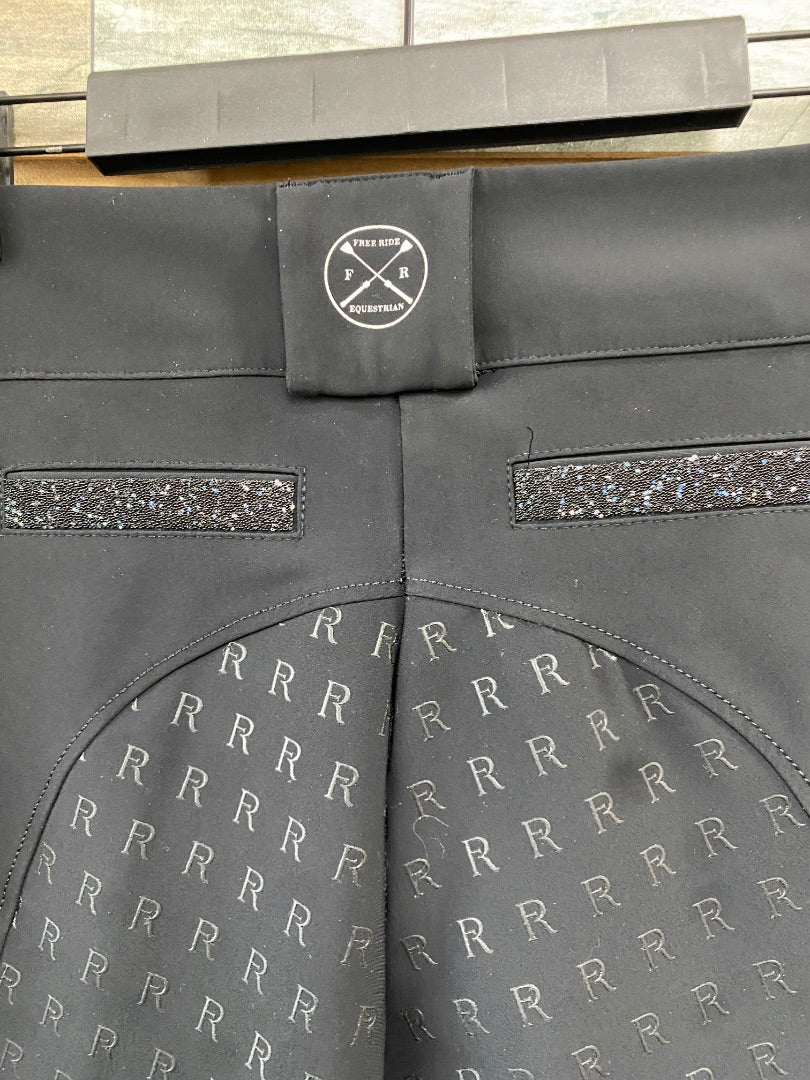 USED Free Ride Equestrian Full Seat Breeches 28 Black